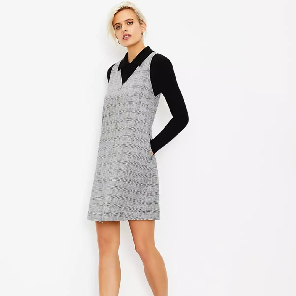 LOFT Plaid Double V Pocket Dress